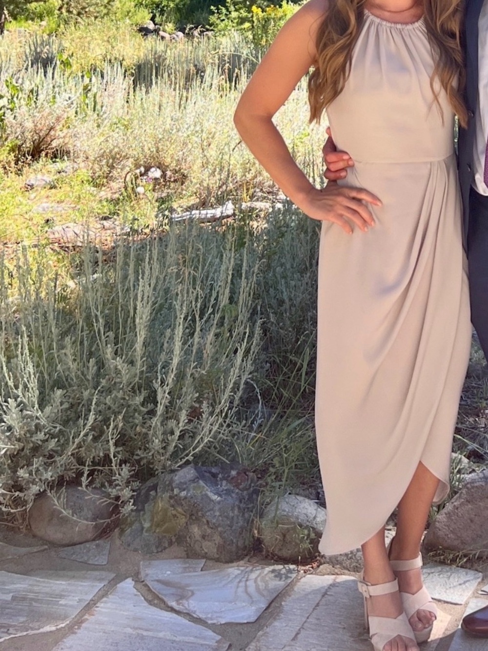 Shona Joy Cream Halter Maxi Dress